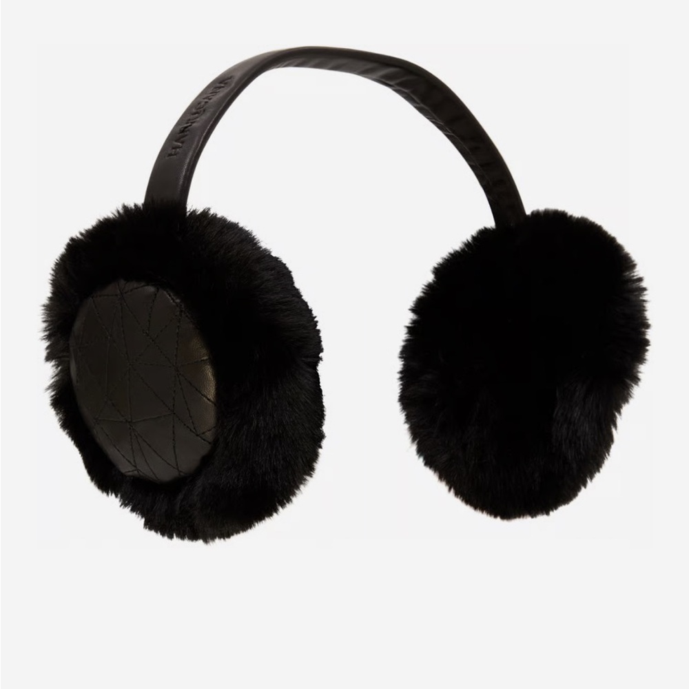 Aurora Black Leather Earmuffs - Women's